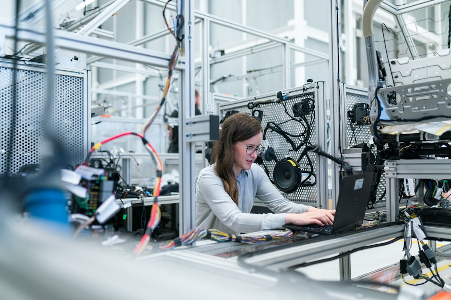 Engineer working in a manufacturing environment